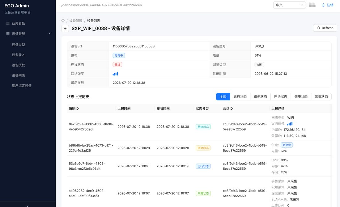 TOBI 服务商与设备管理后台界面截图